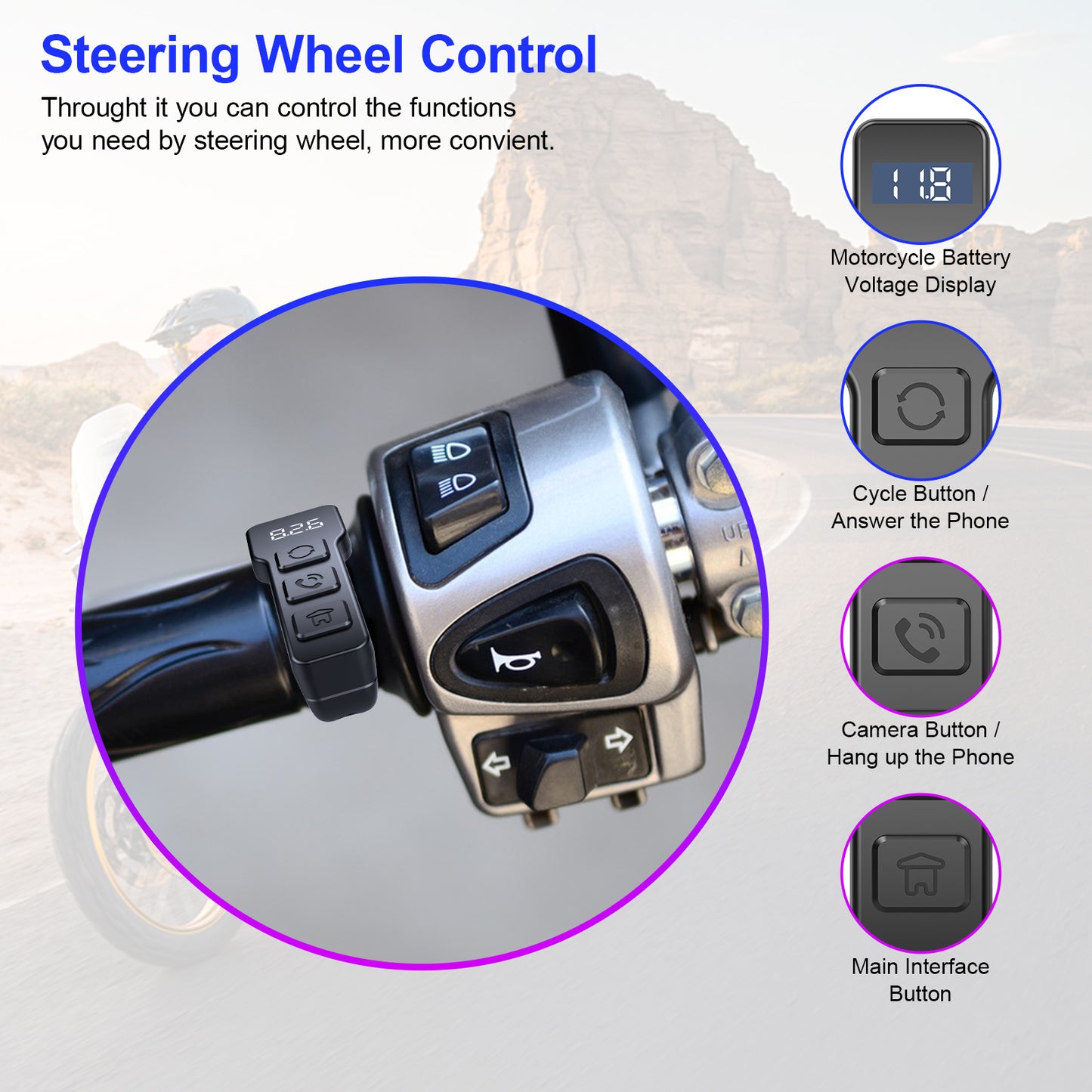 WEUASTE Motorcycle Dash Cam: Wireless Motorcycle Carplay, Android Auto, Motorbike TPMS, 5.5 inch Waterproof Touchscreen, Dual HD 1080P Cameras, Support Bluetooth/Siri/Google Assistant, SD-128GB