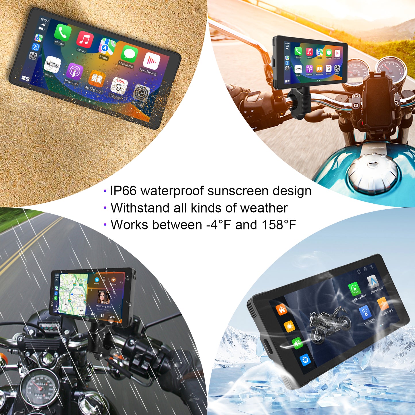 WEUASTE Motorcycle Dash Cam: Wireless Motorcycle Carplay, Android Auto, Motorbike TPMS, 5.5 inch Waterproof Touchscreen, Dual HD 1080P Cameras, Support Bluetooth/Siri/Google Assistant, SD-128GB