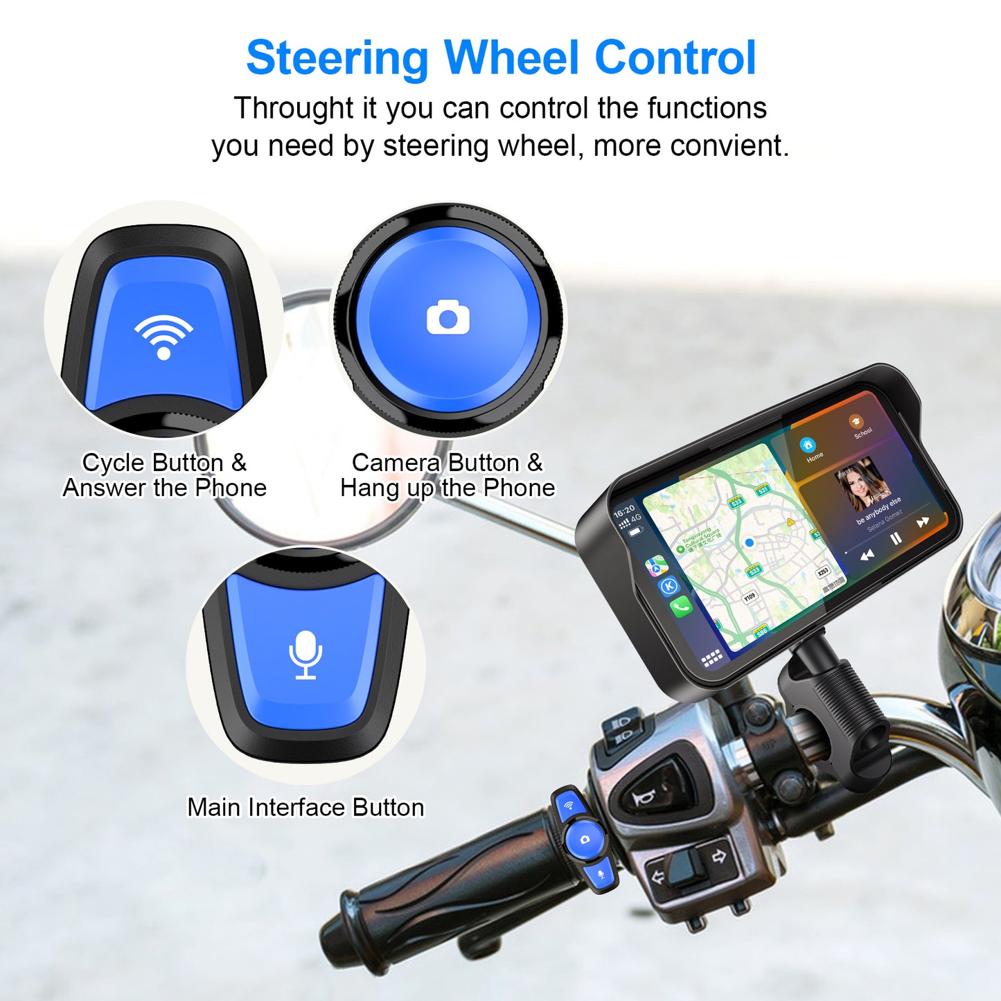 WEUASTE Motorcycle Dash Cam, Motorcycle Carplay/Android Auto, Motorbike TPMS GPS Navigation System, 6.25" IP67 Waterproof Touchscreen, Remote Control, Loop Recording, Support Siri, Free 128G SD Card