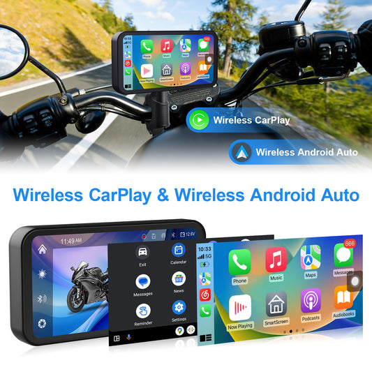 WEUASTE Motorcycle Dash Cam, Portable Motorcycle Carplay/Android Auto, Motorbike GPS Navigation System, 6.25" IP67 Waterproof Touchscreen, Remote Control, Siri, Google Assistant, Free 128G SD Card