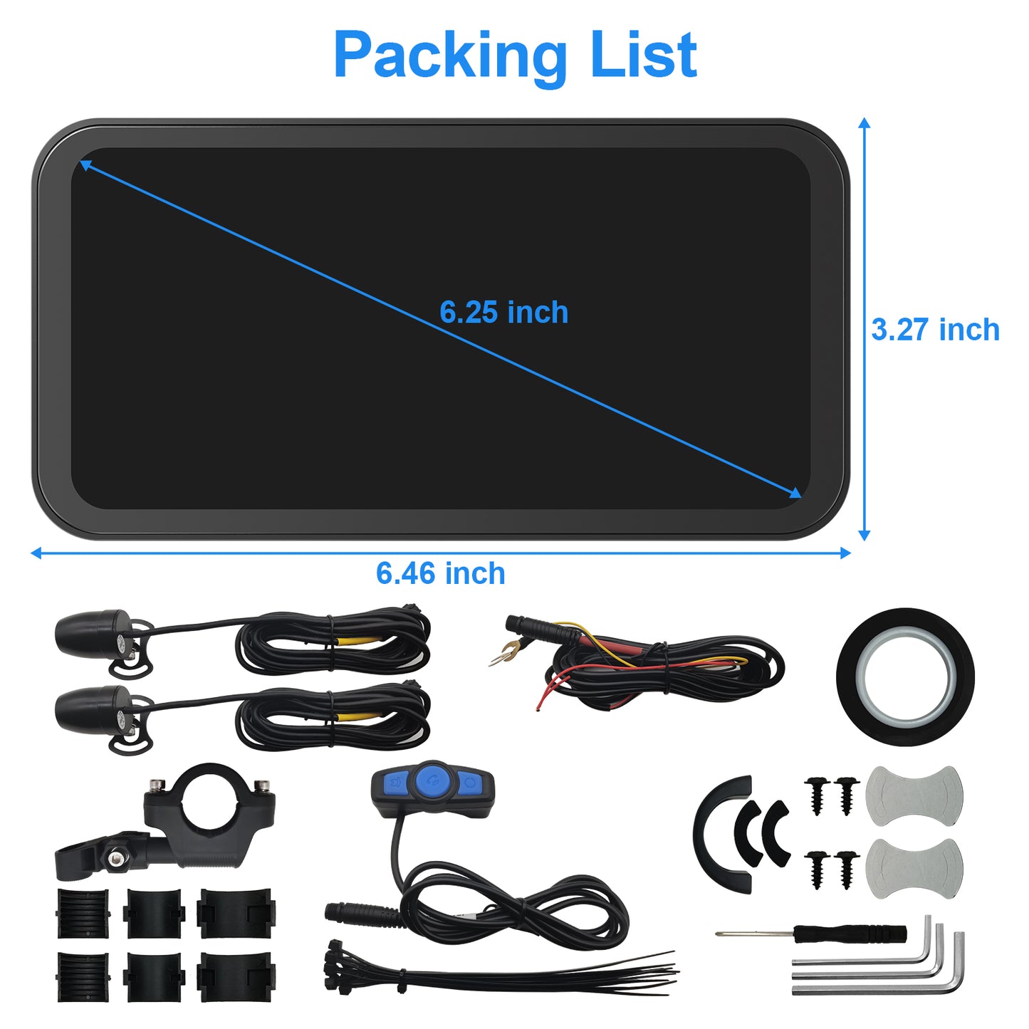 WEUASTE Motorcycle Dash Cam, Portable Motorcycle Carplay/Android Auto, Motorbike GPS Navigation System, 6.25" IP67 Waterproof Touchscreen, Remote Control, Siri, Google Assistant, Free 128G SD Card