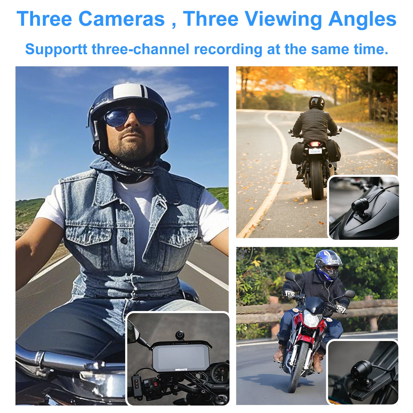 Weuaste MT92C 6.25" Motorcycle Carplay Screen, HD 1080P Dual Dash Cam + First-Person Camera, Moto TPMS, Wireless Car Play/Android Auto/HiCar, Loop Recording, Controller, Metal Anti-Theft Bracket