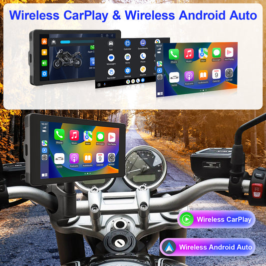 WEUASTE Motorcycle Dash Cam: Wireless Motorcycle Carplay, Android Auto, Motorbike TPMS, 5.5 inch Waterproof Touchscreen, Dual HD 1080P Cameras, Support Bluetooth/Siri/Google Assistant, SD-128GB