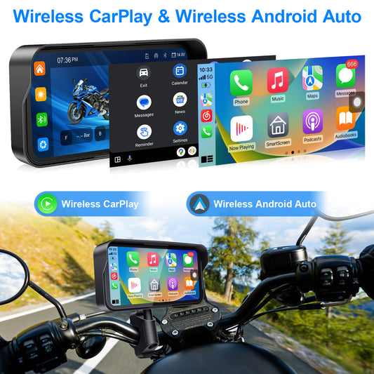 WEUASTE Motorcycle Dash Cam, Motorcycle Carplay/Android Auto, Motorbike TPMS GPS Navigation System, 6.25" IP67 Waterproof Touchscreen, Remote Control, Loop Recording, Support Siri, Free 128G SD Card