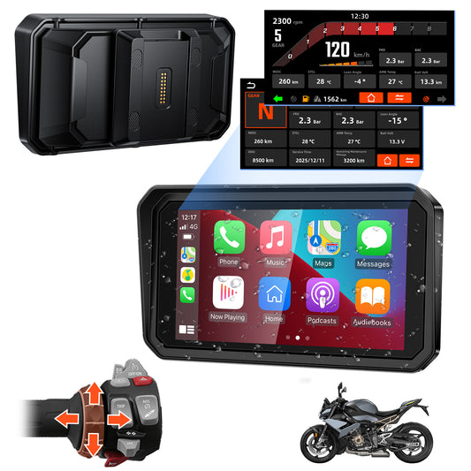 WEUASTE BM600 for BMW Motorcycle CarPlay & Android Auto, Support Bluetooth, 6" Portable Waterproof GPS Navigation Screen, Data Reading, Native Wonder, TPMS, Light Sensor, Music Sharing, Intercom,16-Pin