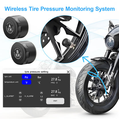 WEUASTE Portable Wireless Apple Carplay for Motorcycle, 1080P Dual Motorcycle Camera (IMX307 chip), Motorbike Dash Cam, Motorbike TPMS, 5" IPS Waterproof Touch Screen, 128 GB TF Card, Support Siri