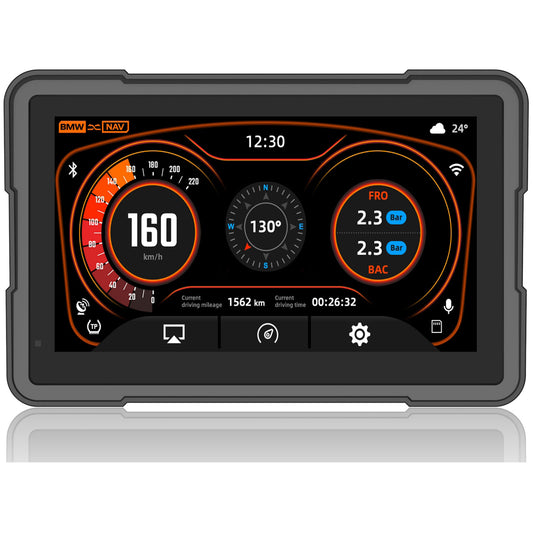 Motorcycle Carplay Screen for BMW R1200GS/R1200GSADV /R1250GS/R1250GSADV Motorcycle, 7 inch Waterproof Touchscreen, Portable Carplay/Android Auto GPS Navigation for Motorbike, Dual Bluetooth