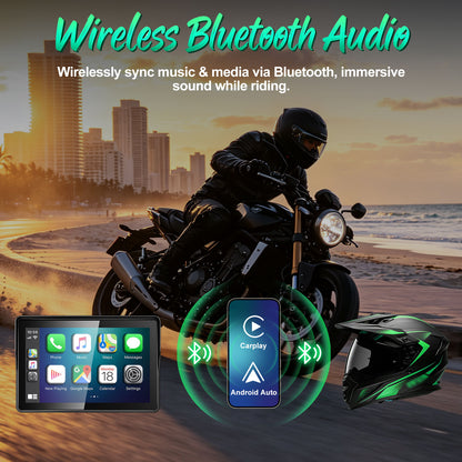 2026 Weuaste GPS Carplay 5 inch for Motorcycle with TPMS, Wireless CarPlay & Android Auto, GPS Nevigation, Supports Bluetooth, Siri, Google Assistant, Vioce Control, USB, IP69K HD Waterproof Touchscreen