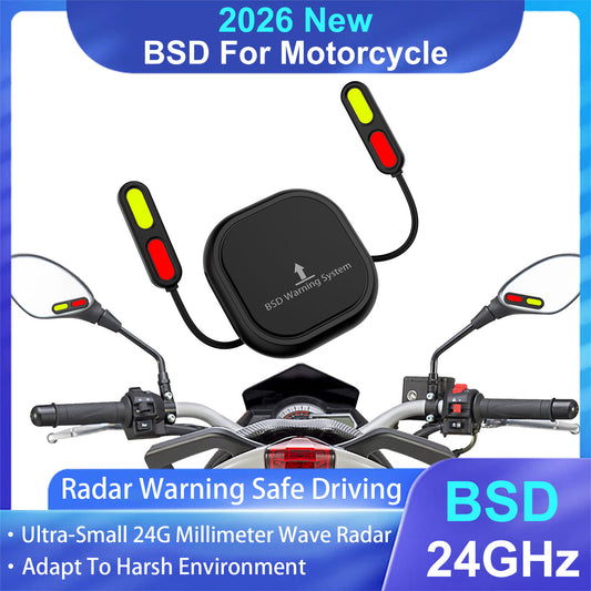 Weuaste BSD01 Motorcycle BSD Blind Spot Detection System, 24GHz Millimeter-Wave Radar, RCW Rear Collision Warning, IP67 Waterproof, All-Weather Safety Protection with LED Indicators Alert for All Moto
