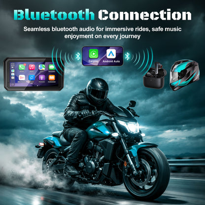 2026 Weuaste 6" Portable Motorcycle CarPlay GPS(Includes 128G SD), with Wireless Android Auto, Dual 2K Dash Cam/Recorder, Navigation, HD Waterproof Touchscreen, Quick-Release Magnetic Bracket, TPMS, BT