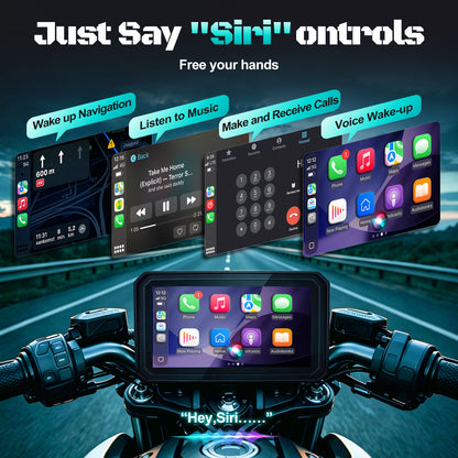 2026 Weuaste 6" Portable Motorcycle CarPlay GPS(Includes 128G SD), with Wireless Android Auto, Dual 2K Dash Cam/Recorder, Navigation, HD Waterproof Touchscreen, Quick-Release Magnetic Bracket, TPMS, BT