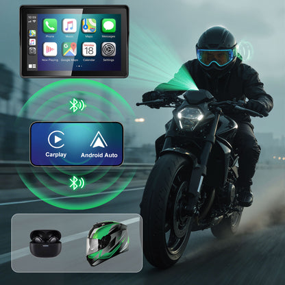2026 WEUASTE GPS Carplay 5 inch for Motorcycle with Wireless CarPlay & Android Auto, IP69K Waterproof Touch Screen, GPS Navigation, Supports Bluetooth, Siri/Google Voice Control, Custom Boot Logo, Bracket