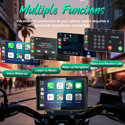 2026 WEUASTE GPS Carplay 5 inch for Motorcycle with Wireless CarPlay & Android Auto, IP69K Waterproof Touch Screen, GPS Navigation, Supports Bluetooth, Siri/Google Voice Control, Custom Boot Logo, Bracket