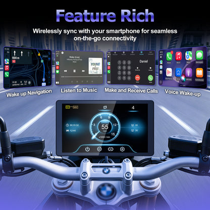 WEUASTE 6.5 Inch Motorcycle CarPlay GPS for BMW, Ultra-Bright CarPlay Screen, 1000 Nits Bright Waterproof HD Touch Screen, Plug&Play Lossless Installation, iOS/Android Native Protocol Support