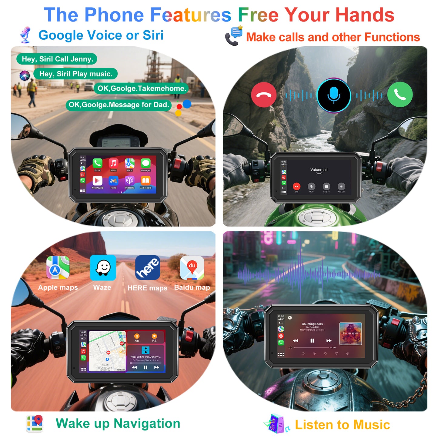 Weuaste MT600 Pro Motorcycle Dash Cam, Quick-Release Magnetic Mount, Motorcycle Carplay & Android Auto GPS Navigation for Motorbike, Dual HD 1080P Camera, TPMS, 6" IP67 Waterproof Touchscreen, Siri