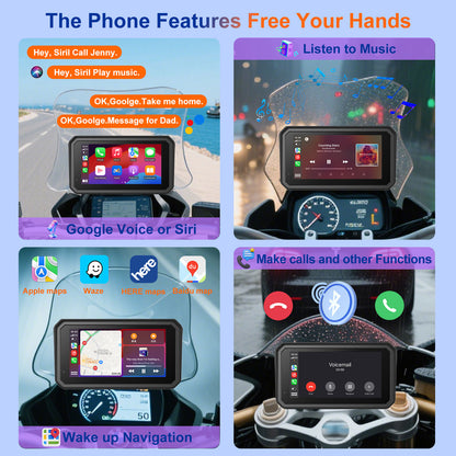 Motorcycle Carplay Screen for BMW R1200GS/R1200GSADV /R1250GS/R1250GSADV Motorcycle, 6 inch Waterproof Touchscreen, Portable Carplay/Android Auto GPS Navigation for Motorbike, Dual Bluetooth