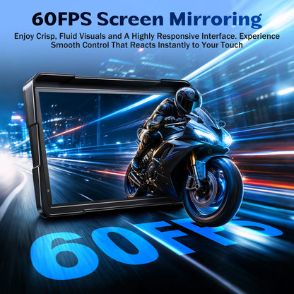 2026 Weuaste 7" Wireless Motorcycle CarPlay (Includes 128G SD) with TPMS, Android Auto, GPS Navigation, Dual 2K Dash Cam, IP69K Waterproof Touchscreen, BT, Quick Release, Anti-Glare Screen, Vioce Control