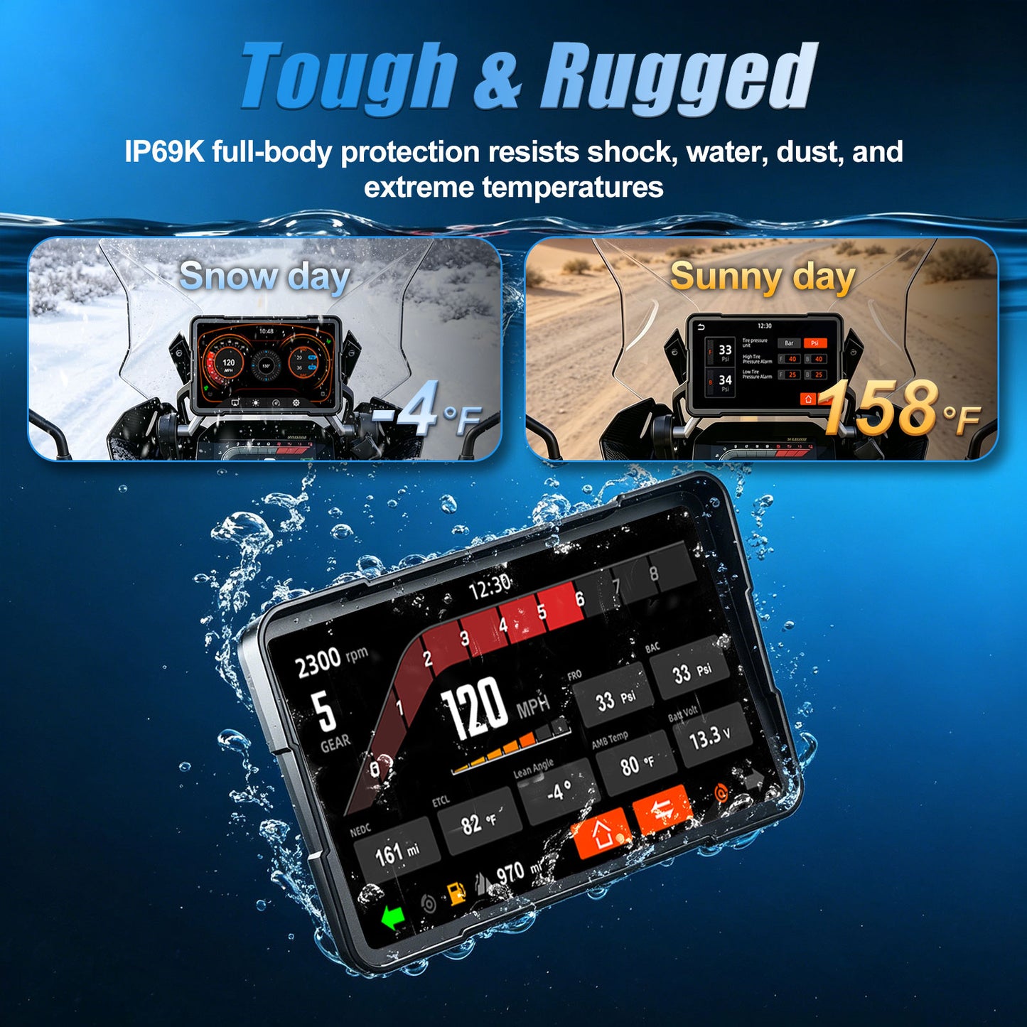WEUASTE 7" Motorcycle CarPlay Fit for BMW, Native Wonder Wheel Control, Data Reading, Wireless Bluetooth, GPS Navigation System, 1000 Nits IP67 Waterproof Touch Screen, Plug&Play, Android Auto/Siri/TPMS