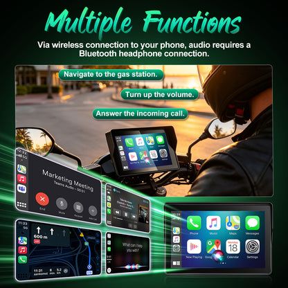 2026 Weuaste GPS Carplay 5 inch for Motorcycle with TPMS, Wireless CarPlay & Android Auto, GPS Nevigation, Supports Bluetooth, Siri, Google Assistant, Vioce Control, USB, IP69K HD Waterproof Touchscreen