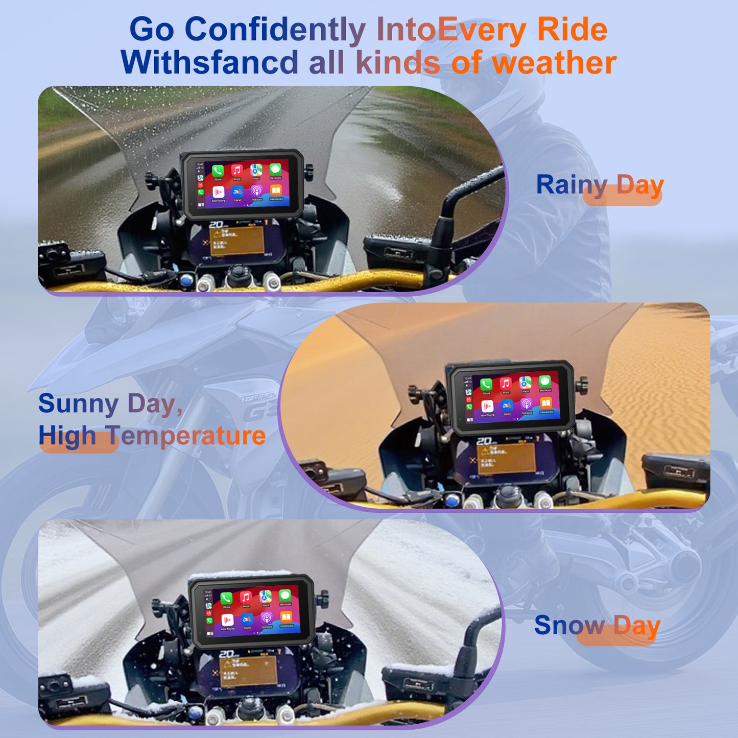 Motorcycle Carplay Screen for BMW R1200GS/R1200GSADV /R1250GS/R1250GSADV Motorcycle, 6 inch Waterproof Touchscreen, Portable Carplay/Android Auto GPS Navigation for Motorbike, Dual Bluetooth