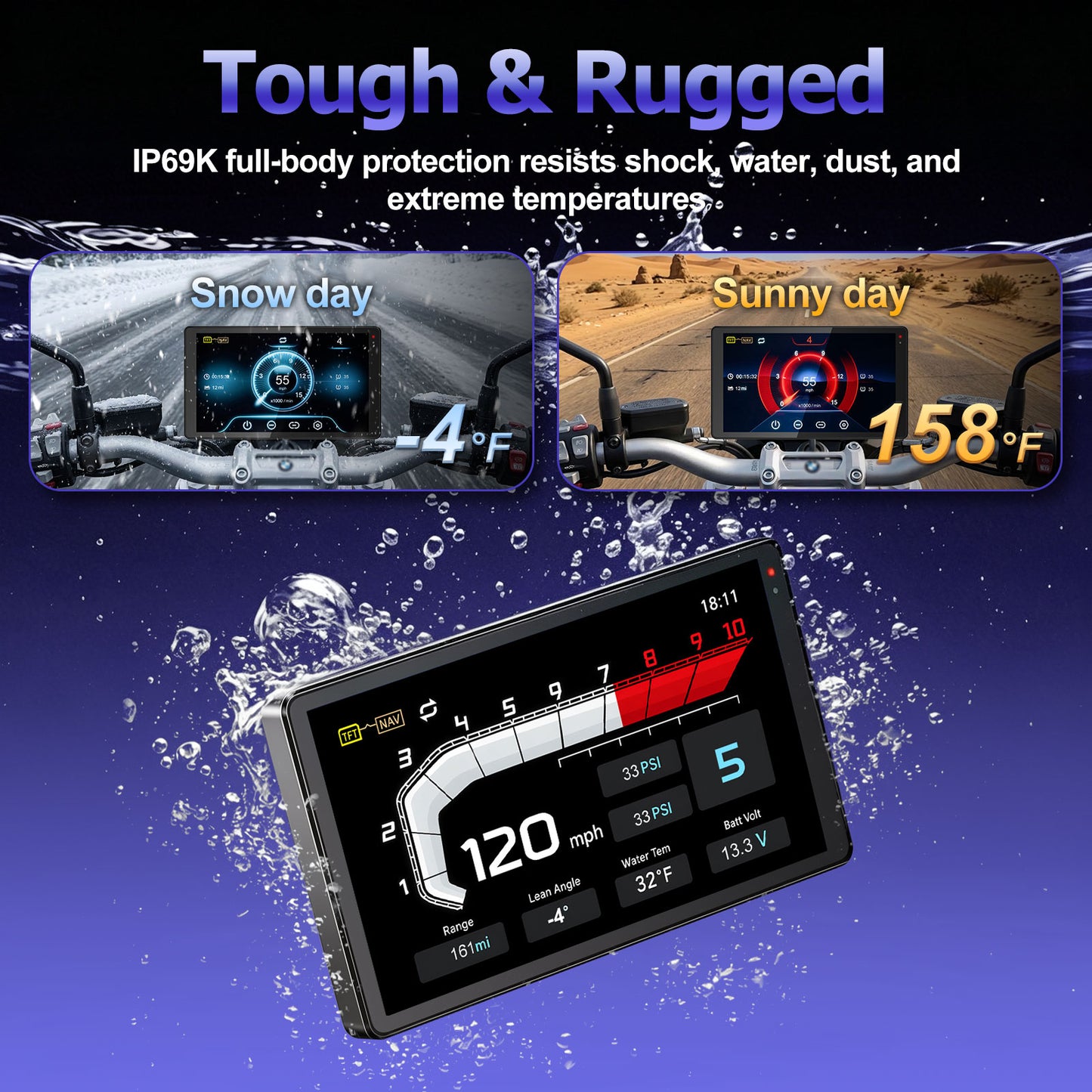 WEUASTE 6.5 Inch Motorcycle CarPlay GPS for BMW, Ultra-Bright CarPlay Screen, 1000 Nits Bright Waterproof HD Touch Screen, Plug&Play Lossless Installation, iOS/Android Native Protocol Support