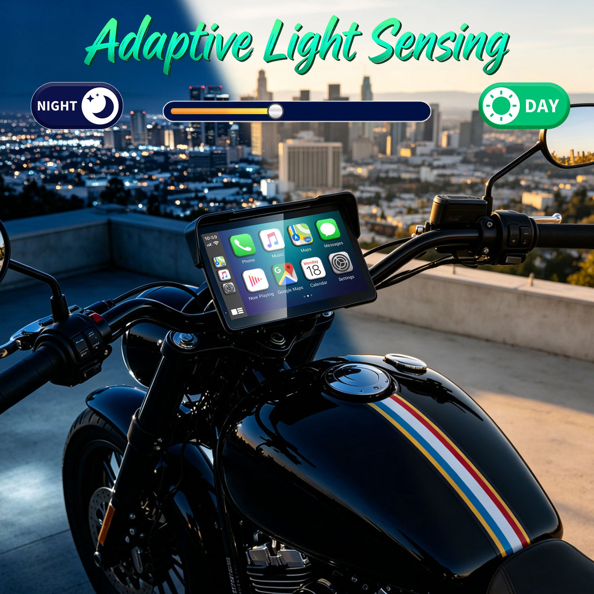 2026 Weuaste GPS Carplay 7 inch for Motorcycle with TPMS, Wireless CarPlay & Android Auto, GPS Nevigation, Supports Bluetooth, Siri, Google Assistant, Vioce Control, USB, IP69K HD Waterproof Touchscreen