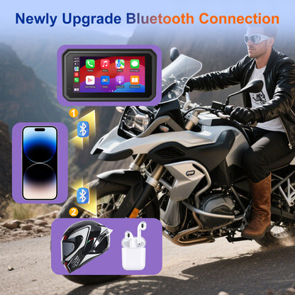 Motorcycle Carplay Screen for BMW R1200GS/R1200GSADV /R1250GS/R1250GSADV Motorcycle, 6 inch Waterproof Touchscreen, Portable Carplay/Android Auto GPS Navigation for Motorbike, Dual Bluetooth