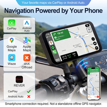 WEUASTE Motorcycle Dash Cam, Portable Motorcycle Carplay/Android Auto, Motorbike GPS Navigation System, 6.25" IP67 Waterproof Touchscreen, Remote Control, Siri, Google Assistant, Free 128G SD Card