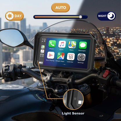 WEUASTE 6" Wireless Motorcycle Carplay with Android Auto, Waterproof GPS Nevigation System Screen for Motorbike, Music Sharing,Vioce Control,Light Sensor, BT,Anti-Theft Design Quick-Release Magnetic Mount