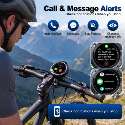 Weuaste RC10 Smart Bike Computer, 1.43" Touchscreen, Speedometer & Odometer, 850-Nit Display, Ride Data, Call & Message Alerts, IP66 Waterproof, Quick-Twist Mount for Bike, E-Bike & Motorcycle