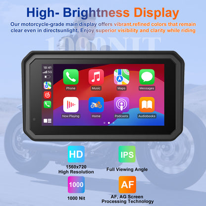 Motorcycle Carplay Screen for BMW R1200GS/R1200GSADV /R1250GS/R1250GSADV Motorcycle, 6 inch Waterproof Touchscreen, Portable Carplay/Android Auto GPS Navigation for Motorbike, Dual Bluetooth
