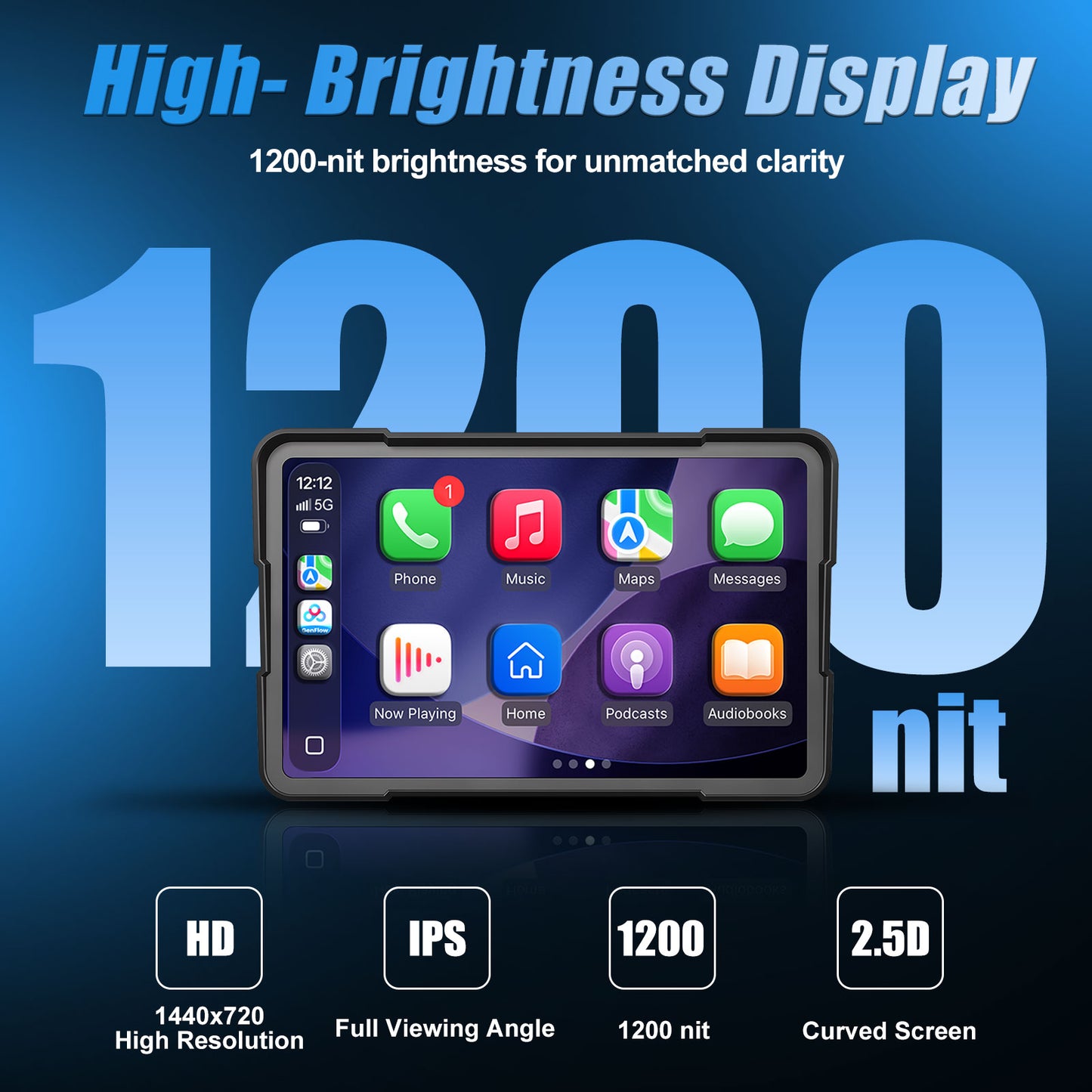 WEUASTE 7" Motorcycle CarPlay Fit for BMW, Native Wonder Wheel Control, Data Reading, Wireless Bluetooth, GPS Navigation System, 1000 Nits IP67 Waterproof Touch Screen, Plug&Play, Android Auto/Siri/TPMS