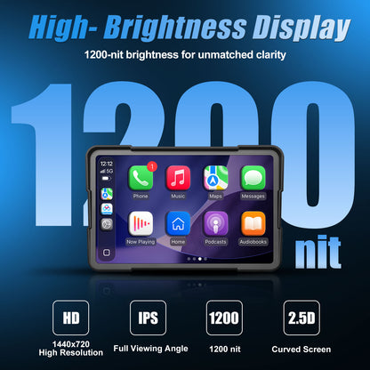 WEUASTE 7" Motorcycle CarPlay Fit for BMW, Native Wonder Wheel Control, Data Reading, Wireless Bluetooth, GPS Navigation System, 1000 Nits IP67 Waterproof Touch Screen, Plug&Play, Android Auto/Siri/TPMS