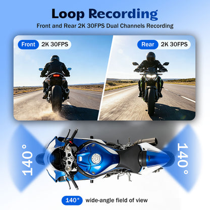 2026 Weuaste 7" Wireless Motorcycle CarPlay (Includes 128G SD) with TPMS, Android Auto, GPS Navigation, Dual 2K Dash Cam, IP69K Waterproof Touchscreen, BT, Quick Release, Anti-Glare Screen, Vioce Control