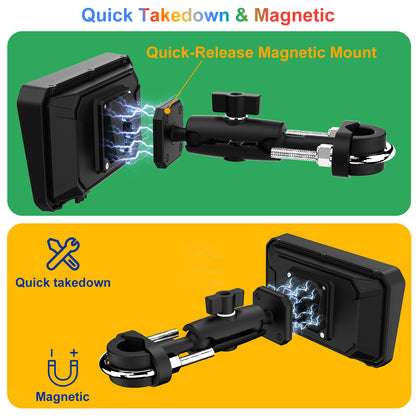 Weuaste MT600 Pro Motorcycle Dash Cam, Quick-Release Magnetic Mount, Motorcycle Carplay & Android Auto GPS Navigation for Motorbike, Dual HD 1080P Camera, TPMS, 6" IP67 Waterproof Touchscreen, Siri