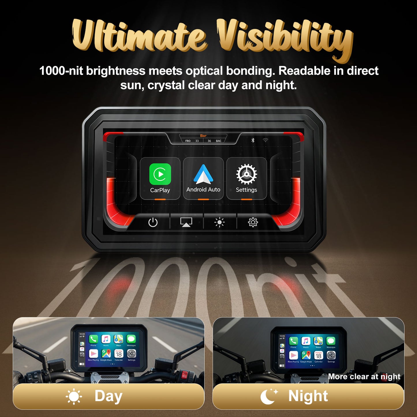 WEUASTE 6" Wireless Motorcycle Carplay with Android Auto, Waterproof GPS Nevigation System Screen for Motorbike, Music Sharing,Vioce Control,Light Sensor, BT,Anti-Theft Design Quick-Release Magnetic Mount