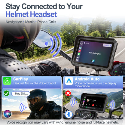 Weuaste 5" Motorcycle CarPlay Screen & Android Auto, Find My, TPMS, USB Power, Magnetic Mount, 1000-Nit Touchscreen, IP69K Waterproof, Smartphone GPS Navigation, Helmet Headset Support, Voice Control