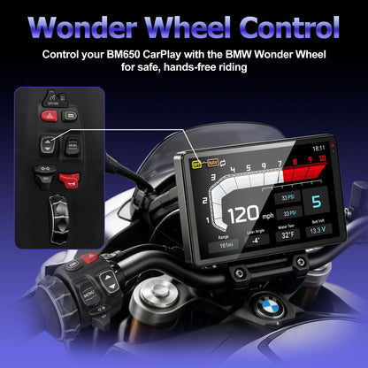 WEUASTE 6.5 Inch Motorcycle CarPlay GPS for BMW, Ultra-Bright CarPlay Screen, 1000 Nits Bright Waterproof HD Touch Screen, Plug&Play Lossless Installation, iOS/Android Native Protocol Support