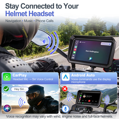 Weuaste 6" Motorcycle CarPlay Screen & Android Auto, Find My, Magnetic Mount, 1000-Nit Touchscreen, IP69K Waterproof, Smartphone GPS Navigation, Helmet Headset Support, Voice Control, Custom Boot Logo