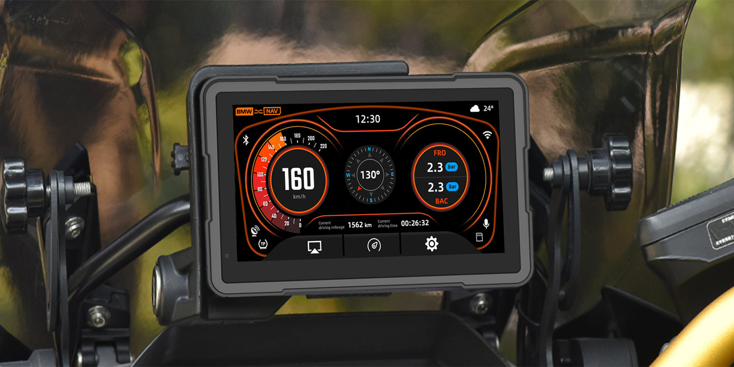 Motorcycle Carplay Screen for BMW R1200GS/R1200GSADV /R1250GS/R1250GSADV Motorcycle, 7 inch Waterproof Touchscreen, Portable Carplay/Android Auto GPS Navigation for Motorbike, Dual Bluetooth