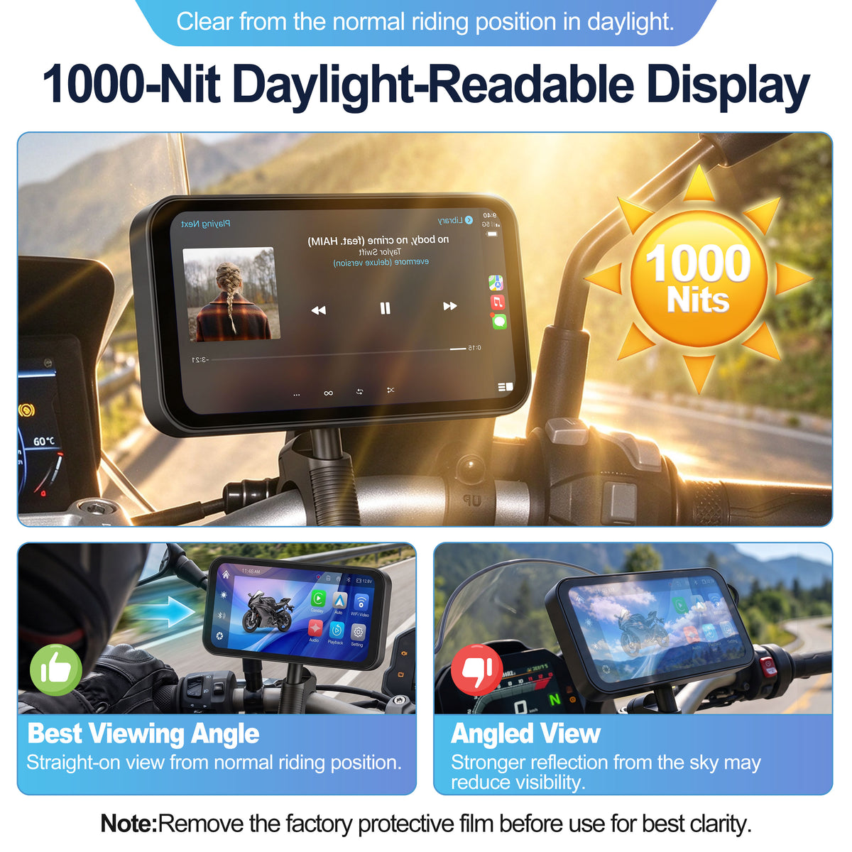WEUASTE Motorcycle Dash Cam, Portable Motorcycle Carplay/Android Auto, Motorbike GPS Navigation System, 6.25" IP67 Waterproof Touchscreen, Remote Control, Siri, Google Assistant, Free 128G SD Card