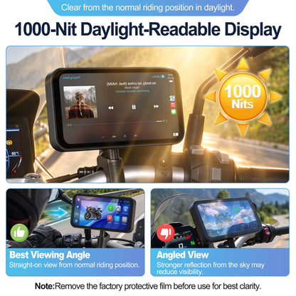 WEUASTE Motorcycle Dash Cam, Portable Motorcycle Carplay/Android Auto, Motorbike GPS Navigation System, 6.25" IP67 Waterproof Touchscreen, Remote Control, Siri, Google Assistant, Free 128G SD Card