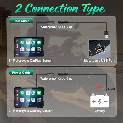 2026 Weuaste GPS Carplay 7 inch for Motorcycle with TPMS, Wireless CarPlay & Android Auto, GPS Nevigation, Supports Bluetooth, Siri, Google Assistant, Vioce Control, USB, IP69K HD Waterproof Touchscreen