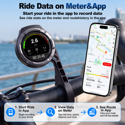 Weuaste RC10 Smart Bike Computer, 1.43" Touchscreen, Speedometer & Odometer, 850-Nit Display, Ride Data, Call & Message Alerts, IP66 Waterproof, Quick-Twist Mount for Bike, E-Bike & Motorcycle