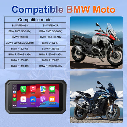 Motorcycle Carplay Screen for BMW R1200GS/R1200GSADV /R1250GS/R1250GSADV Motorcycle, 6 inch Waterproof Touchscreen, Portable Carplay/Android Auto GPS Navigation for Motorbike, Dual Bluetooth