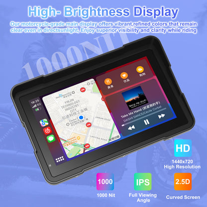 2025 WEUASTE Professional BM700 for BMW R1200GS R1250GS S1000XR Motorcycle CarPlay & Android Auto, 7" Waterproof GPS Screen, Data Reading, Native Wonder, TPMS, Light Sensor, Music Sharing, Intercom,16-Pin