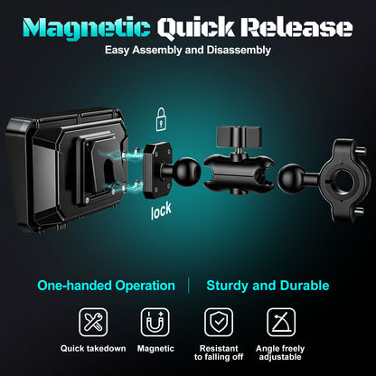2026 Weuaste 6" Portable Motorcycle CarPlay GPS(Includes 128G SD), with Wireless Android Auto, Dual 2K Dash Cam/Recorder, Navigation, HD Waterproof Touchscreen, Quick-Release Magnetic Bracket, TPMS, BT