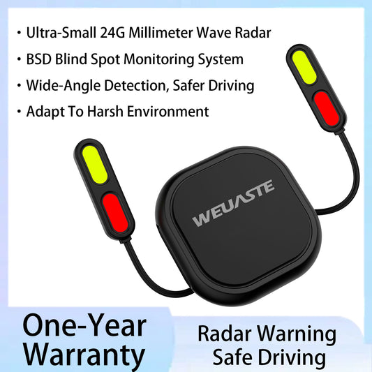 Weuaste BSD01 Motorcycle BSD Blind Spot Detection System, 24GHz Millimeter-Wave Radar, RCW Rear Collision Warning, IP67 Waterproof, All-Weather Safety Protection with LED Indicators Alert for All Moto