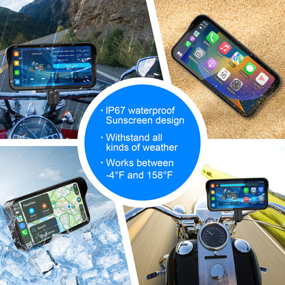 WEUASTE Motorcycle Dash Cam, Motorcycle Carplay/Android Auto, Motorbike TPMS GPS Navigation System, 6.25" IP67 Waterproof Touchscreen, Remote Control, Loop Recording, Support Siri, Free 128G SD Card