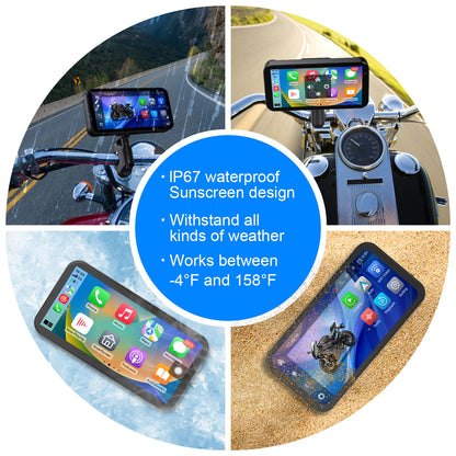 WEUASTE Motorcycle Dash Cam, Portable Motorcycle Carplay/Android Auto, Motorbike GPS Navigation System, 6.25" IP67 Waterproof Touchscreen, Remote Control, Siri, Google Assistant, Free 128G SD Card